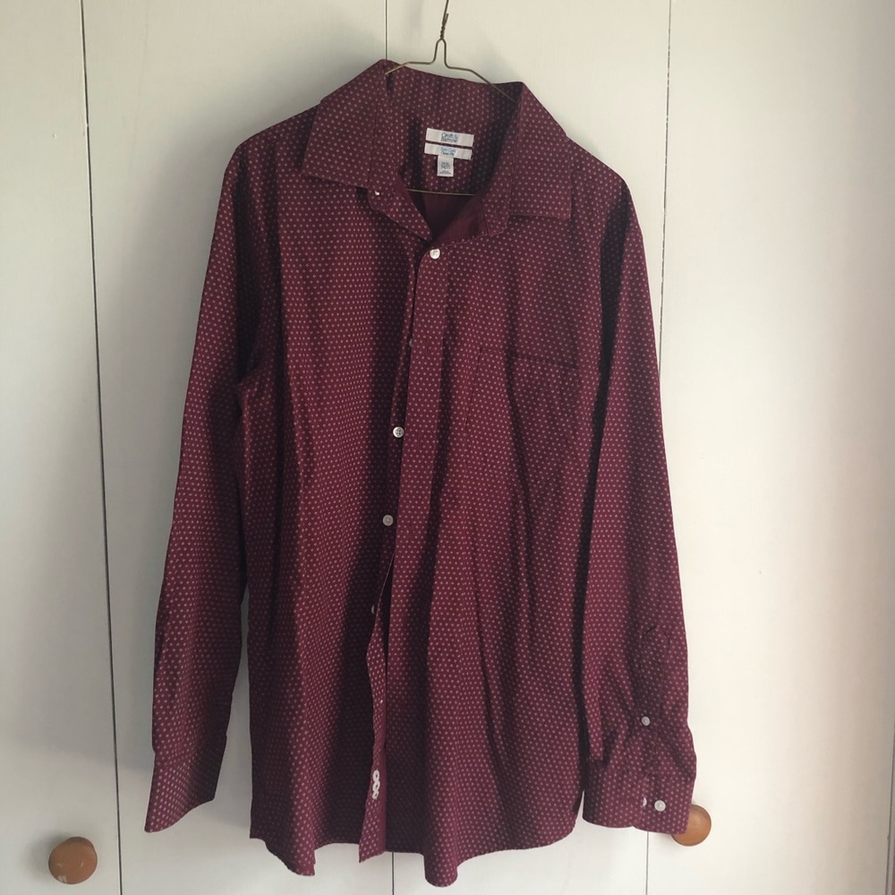 Men's Patterned Maroon Dress Shirt